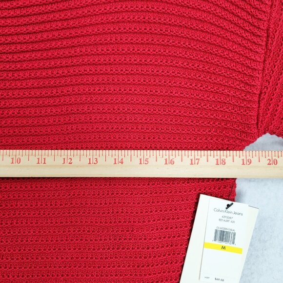 Calvin Klein Dress Women Medium Red Knit Long Sleeve Tunic Sweater Knit Mini NEW - Picture 4 of 12